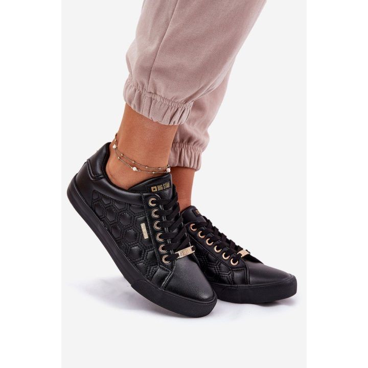 Juodi ekologiškos odos sportbačiai moterims BIG STAR SHOES