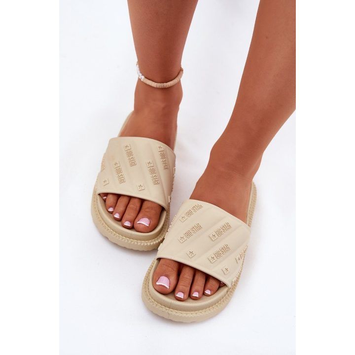 Šlepetės moterims su platforma, smėlio spalvos BIG STAR SHOES