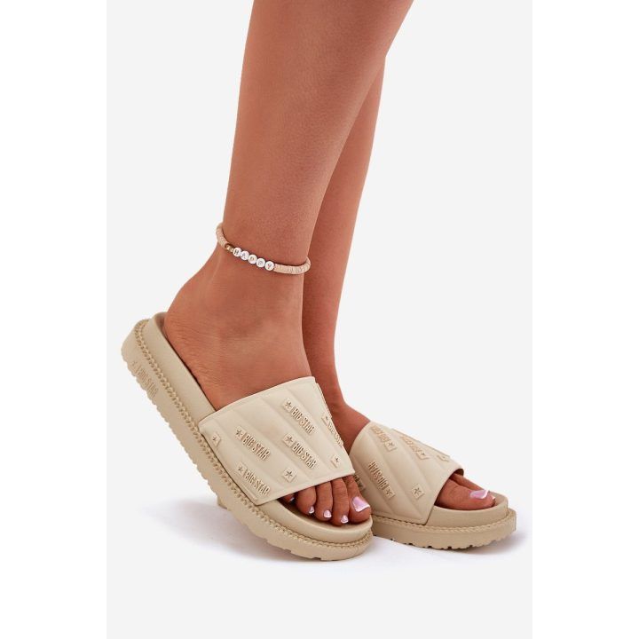 Šlepetės moterims su platforma, smėlio spalvos BIG STAR SHOES