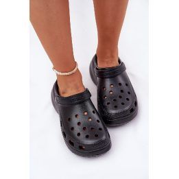 Šlepetės moterims su storu padu, juodos BIG STAR SHOES