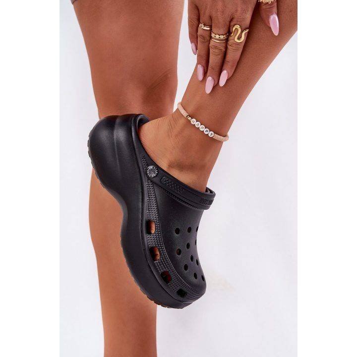 Šlepetės moterims su storu padu, juodos BIG STAR SHOES