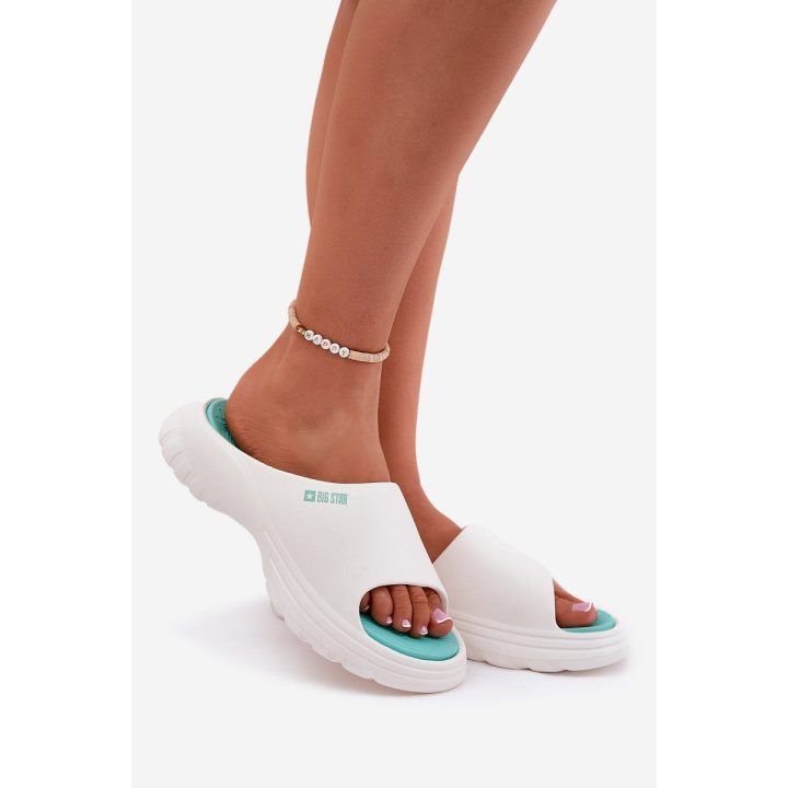 Šlepetės moterims Big Star baltos putplasčio BIG STAR SHOES