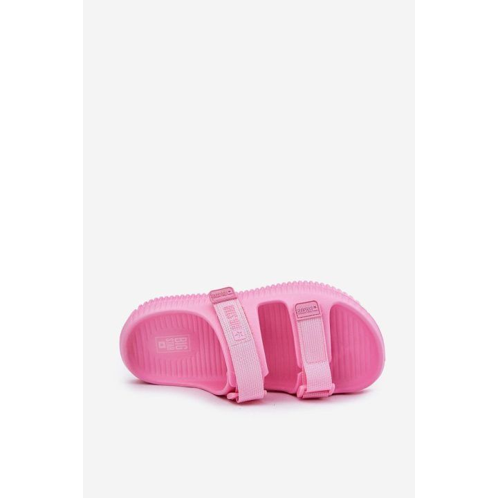 Rožinės patogios moteriškos šlepetės su lipduku BIG STAR SHOES