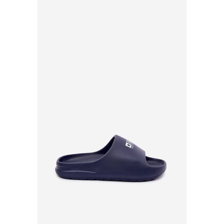 Tamsiai mėlynos patogios šlepetės vyrams su logotipu BIG STAR SHOES