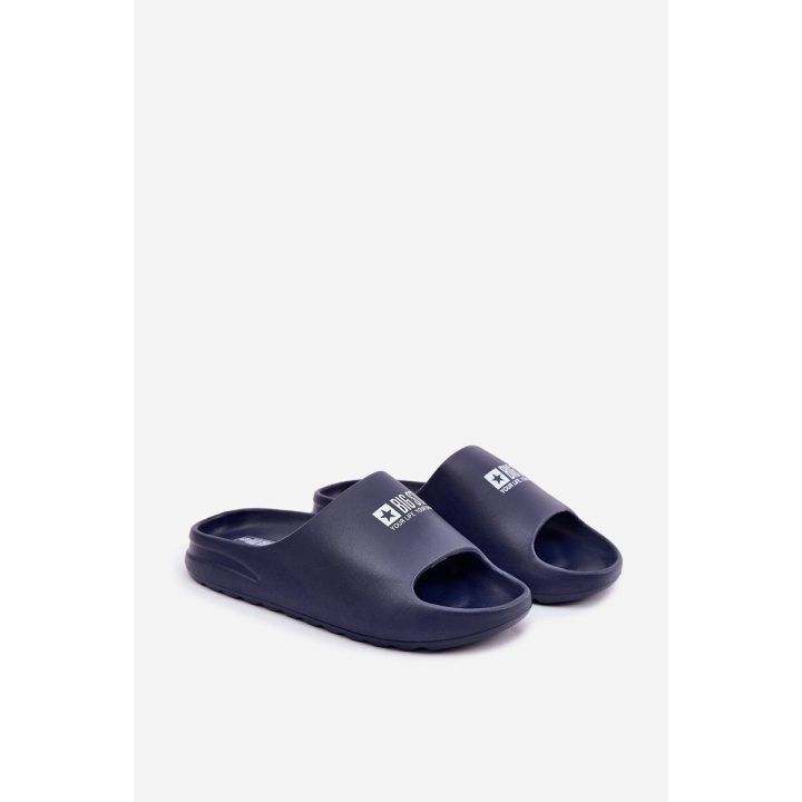 Tamsiai mėlynos patogios šlepetės vyrams su logotipu BIG STAR SHOES