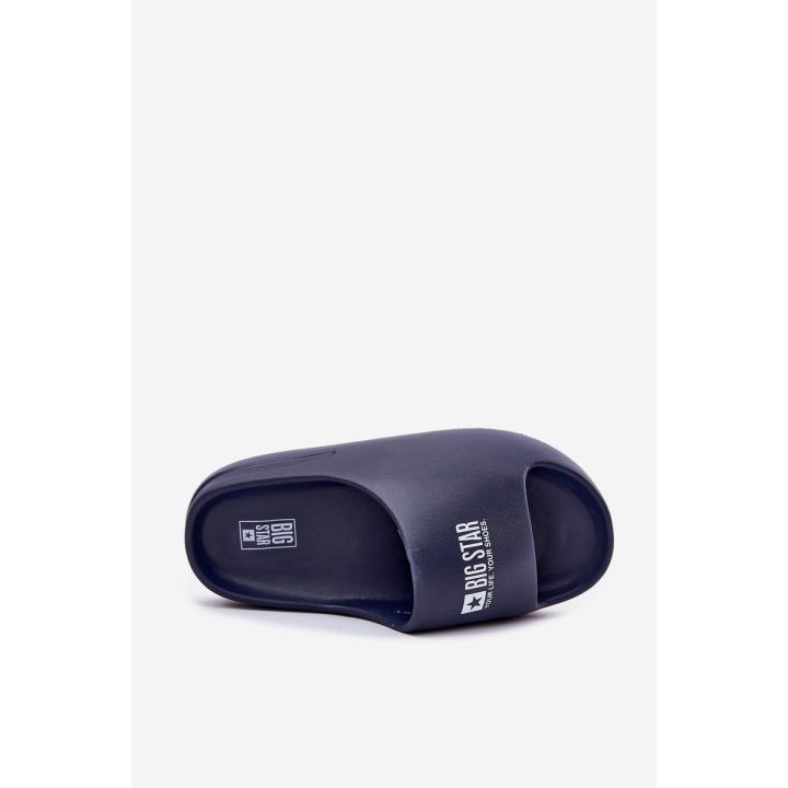 Tamsiai mėlynos patogios šlepetės vyrams su logotipu BIG STAR SHOES