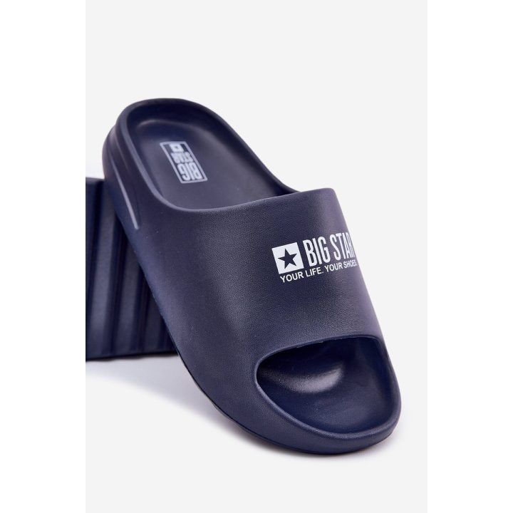Tamsiai mėlynos patogios šlepetės vyrams su logotipu BIG STAR SHOES