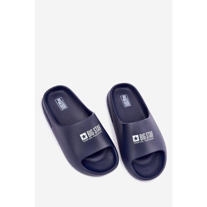 Tamsiai mėlynos patogios šlepetės vyrams su logotipu BIG STAR SHOES