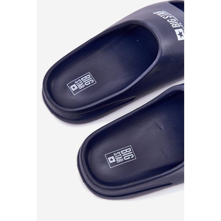 Tamsiai mėlynos patogios šlepetės vyrams su logotipu BIG STAR SHOES