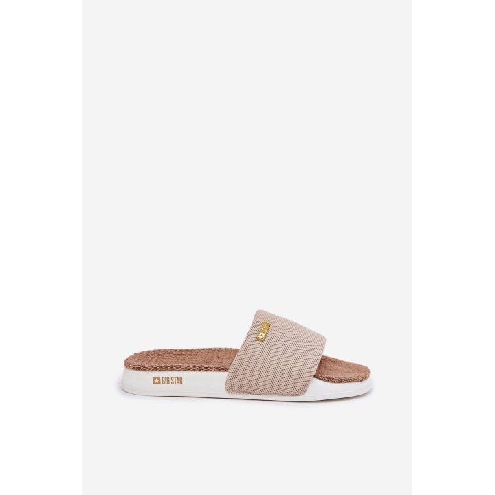 Smėlio spalvos patogios šlepetės moterims BIG STAR SHOES