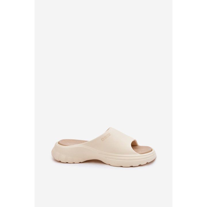 Smėlio spalvos patogios vasarinės šlepetės moterims BIG STAR SHOES