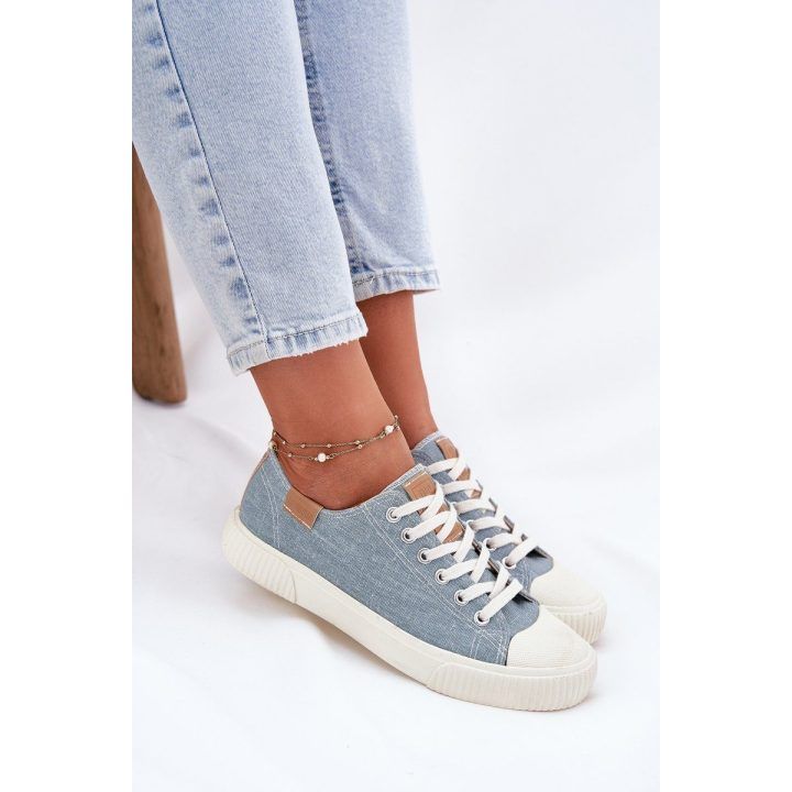 Mėlyni patogūs medžiaginiai sportiniai bateliai moterims BIG STAR SHOES
