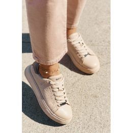 Smėlio spalvos moteriški sportiniai bateliai iš eko odos BIG STAR SHOES