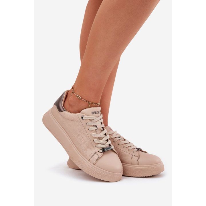 Smėlio spalvos moteriški sportiniai bateliai iš eko odos BIG STAR SHOES