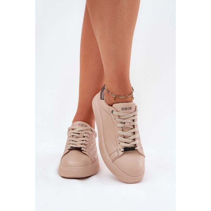 Smėlio spalvos moteriški sportiniai bateliai iš eko odos BIG STAR SHOES