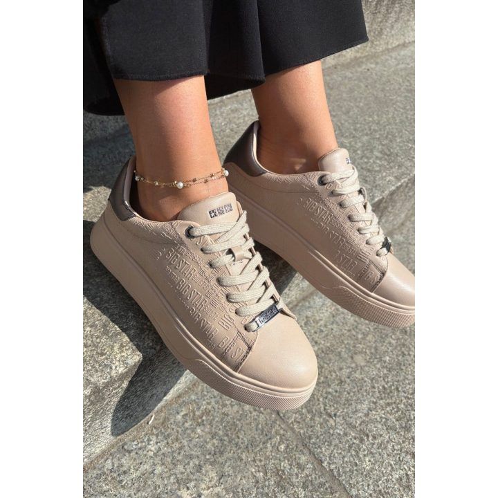 Smėlio spalvos moteriški sportiniai bateliai iš eko odos BIG STAR SHOES