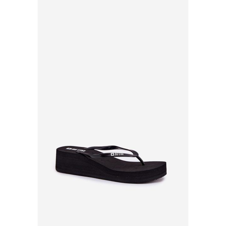Juodos moteriškos platforminės šlepetės vasarai BIG STAR SHOES