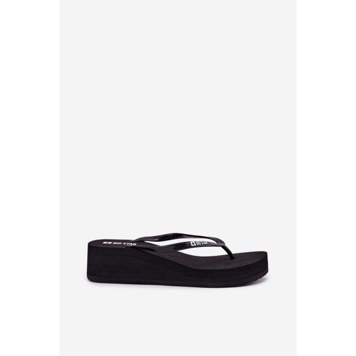 Juodos moteriškos platforminės šlepetės vasarai BIG STAR SHOES