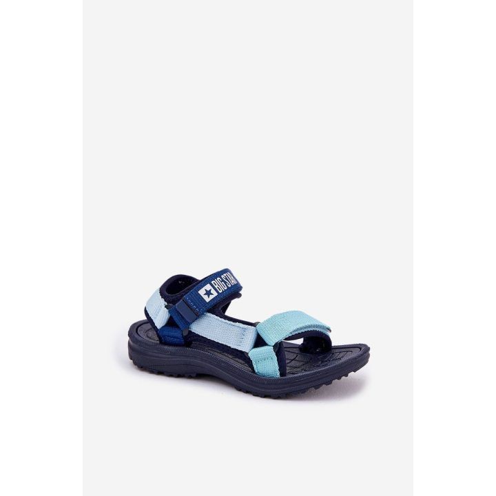 Vaikiškos tamsiai mėlynos sandalės su lipukais vasarai BIG STAR SHOES