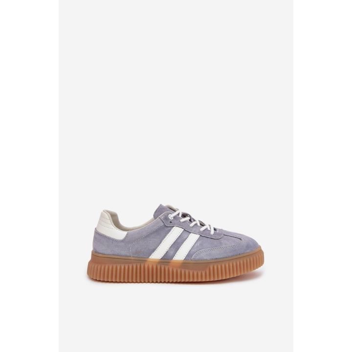 Moteriški mėlyni zomšiniai laisvalaikio batai su platforma Venera