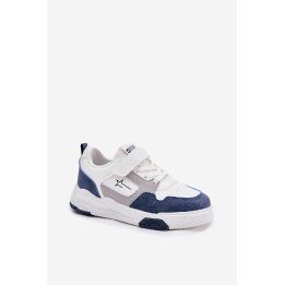 Lengvi vaikų sportiniai bateliai balti su mėlyna BIG STAR SHOES