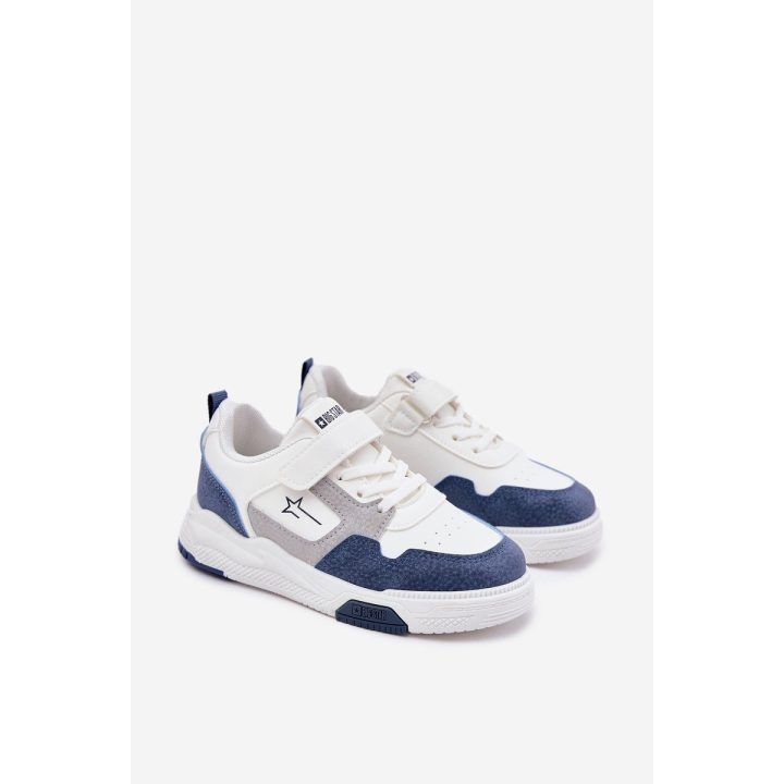 Lengvi vaikų sportiniai bateliai balti su mėlyna BIG STAR SHOES