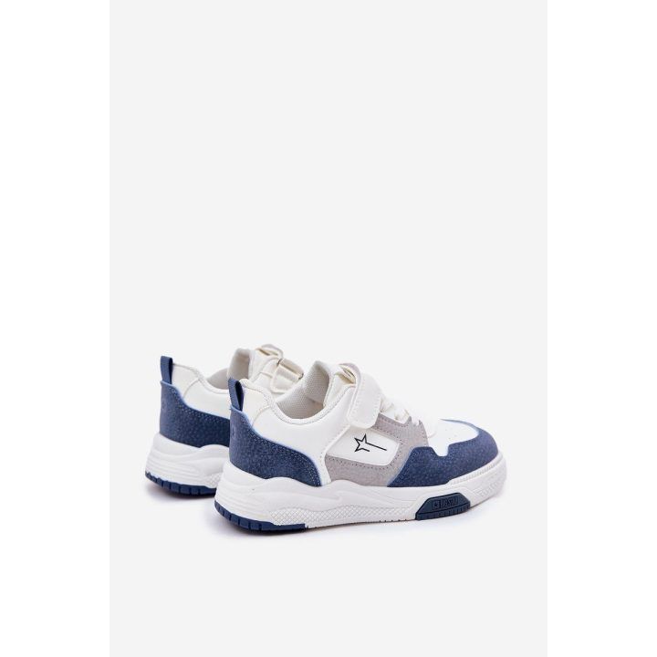 Lengvi vaikų sportiniai bateliai balti su mėlyna BIG STAR SHOES