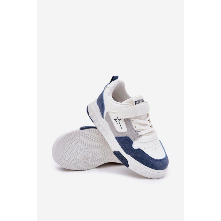 Lengvi vaikų sportiniai bateliai balti su mėlyna BIG STAR SHOES