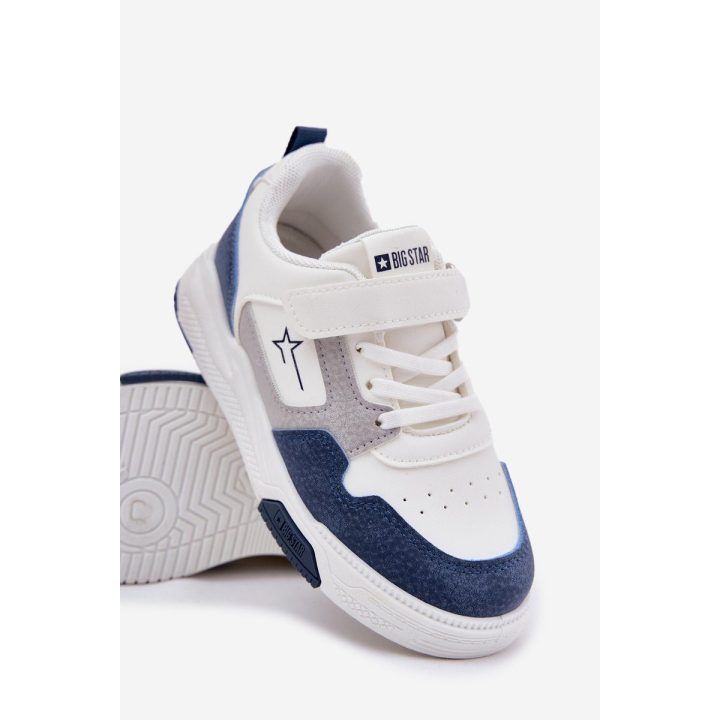 Lengvi vaikų sportiniai bateliai balti su mėlyna BIG STAR SHOES