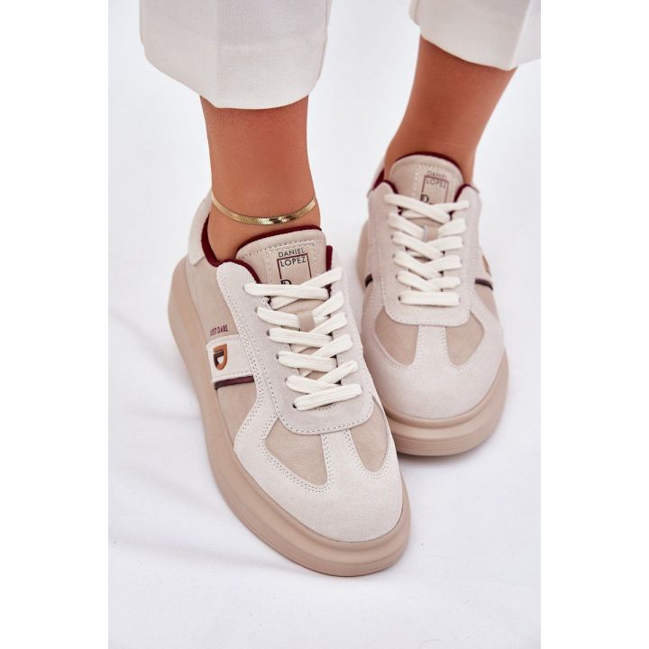 Laisvalaikio batai smėlio spalvos odiniai su platforma Daniel Lopez