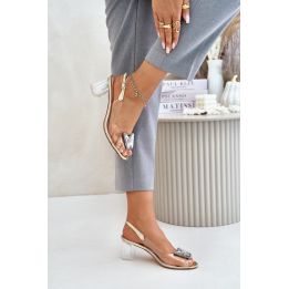 Basutės skaidrios su aukštakulniu ir kaspinu kasdienai Eleganci
