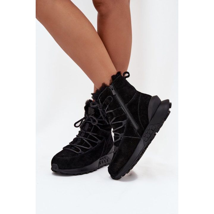 Žieminiai juodi zomšiniai aulinukai su kailiu Big Star BIG STAR SHOES