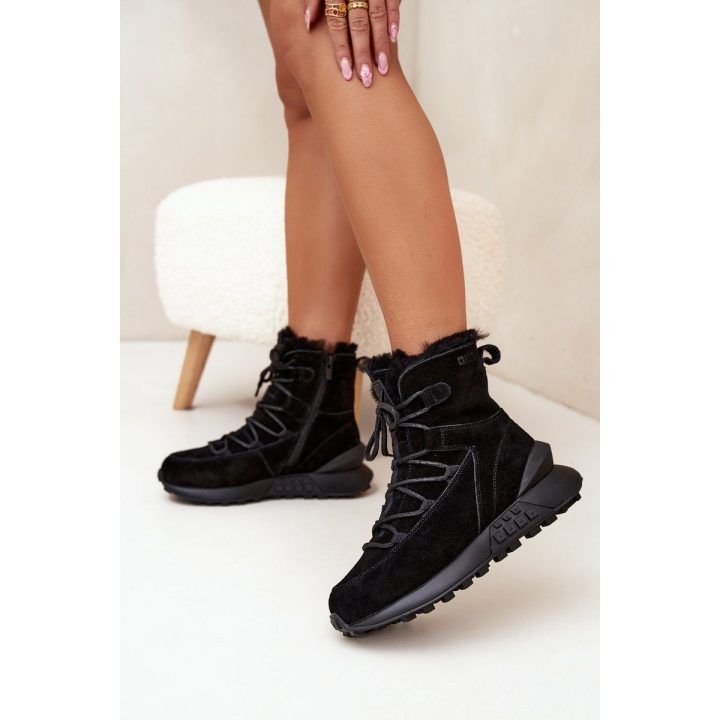 Žieminiai juodi zomšiniai aulinukai su kailiu Big Star BIG STAR SHOES
