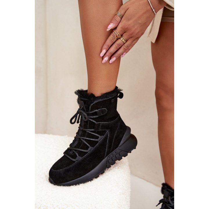 Žieminiai juodi zomšiniai aulinukai su kailiu Big Star BIG STAR SHOES