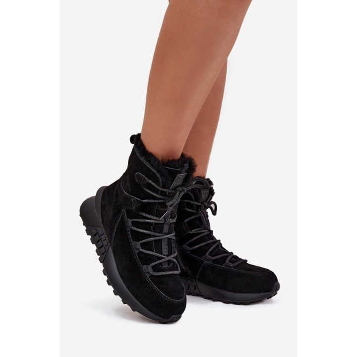 Žieminiai juodi zomšiniai aulinukai su kailiu Big Star BIG STAR SHOES