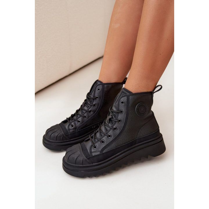 Aukšti moteriški juodi pašiltinti laisvalaikio batai Big Star BIG STAR SHOES