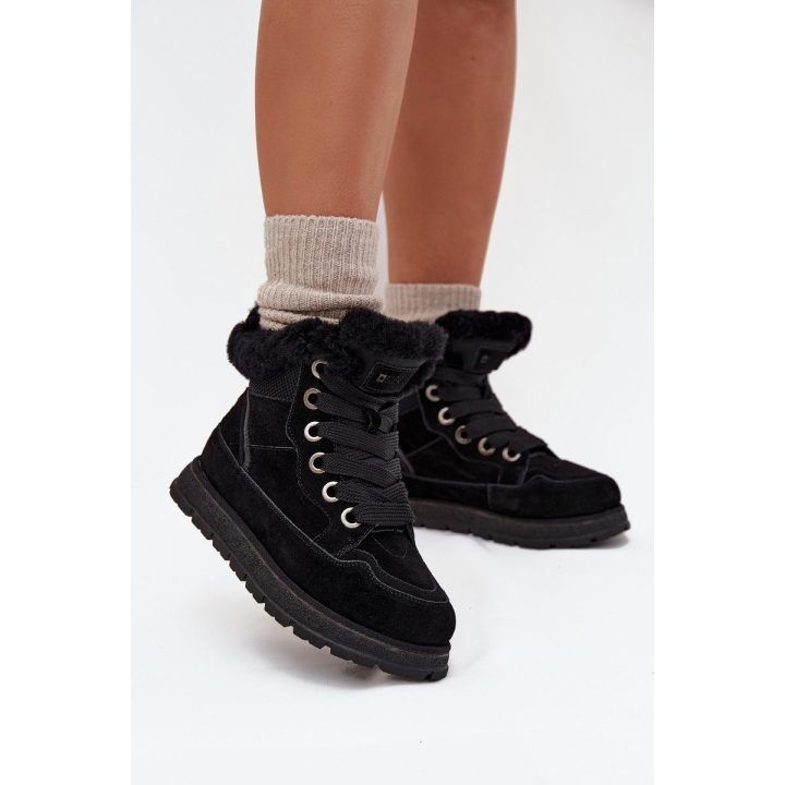Žieminiai aulinukai moterims juodi zomšiniai su kailiu Big Star BIG STAR SHOES