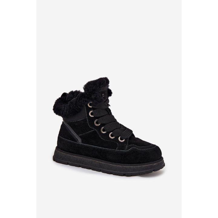 Žieminiai aulinukai moterims juodi zomšiniai su kailiu Big Star BIG STAR SHOES