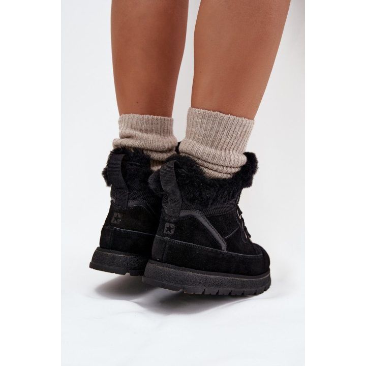 Žieminiai aulinukai moterims juodi zomšiniai su kailiu Big Star BIG STAR SHOES