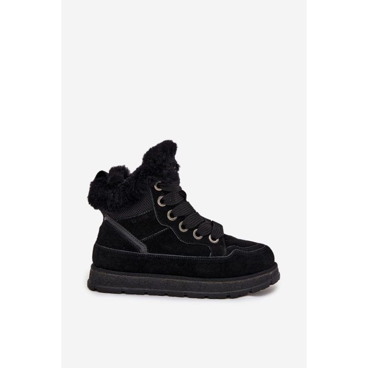 Žieminiai aulinukai moterims juodi zomšiniai su kailiu Big Star BIG STAR SHOES