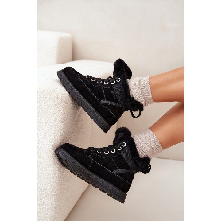 Žieminiai aulinukai moterims juodi zomšiniai su kailiu Big Star BIG STAR SHOES