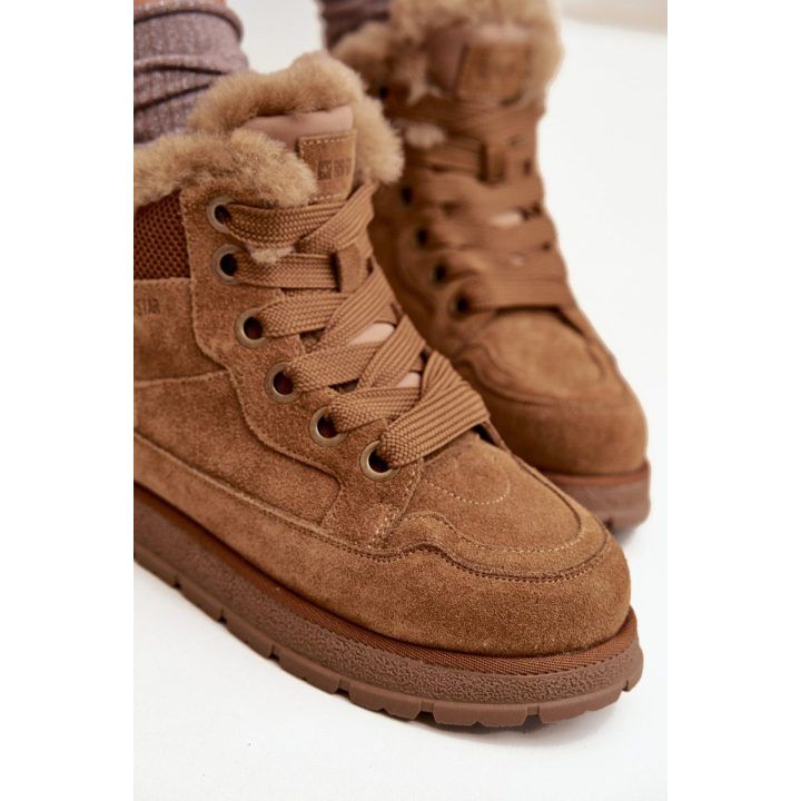 Žieminiai aulinukai moterims rudi zomšiniai su pašiltinimu Big Star BIG STAR SHOES