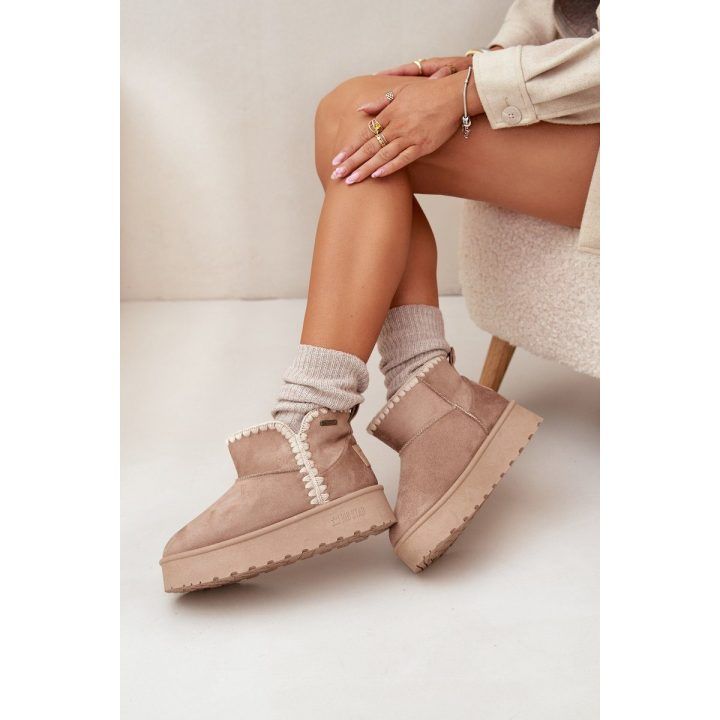 Sniego batai smėlio spalvos su platforma ir siūlėmis Big Star BIG STAR SHOES