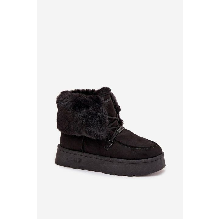 Žieminiai batai moterims juodi su kailiu ir platforma Big Star BIG STAR SHOES