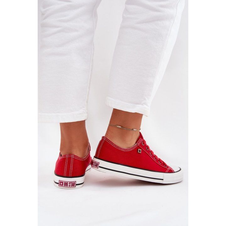 Laisvalaikio batai raudoni drobiniai suvarstomi Big Star BIG STAR SHOES