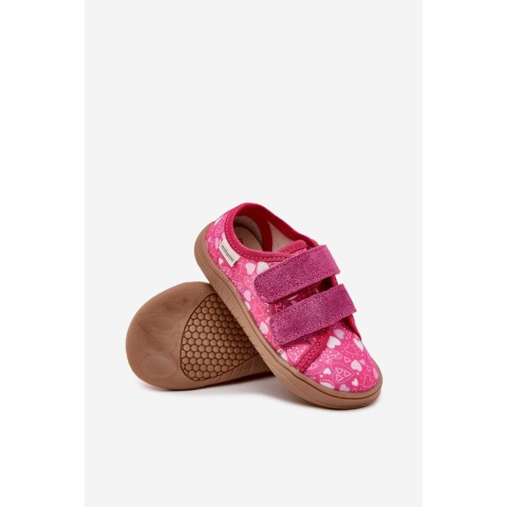 Vaikiški barefoot batai fuksijos spalvos su širdelėmis Milami MILAMI