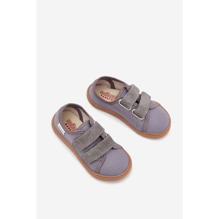 Vaikiški pilki barefoot bateliai su lipukais Milami MILAMI