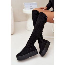 Auliniai batai iki kelių juodi su platforma laisvalaikiui Big Star BIG STAR SHOES