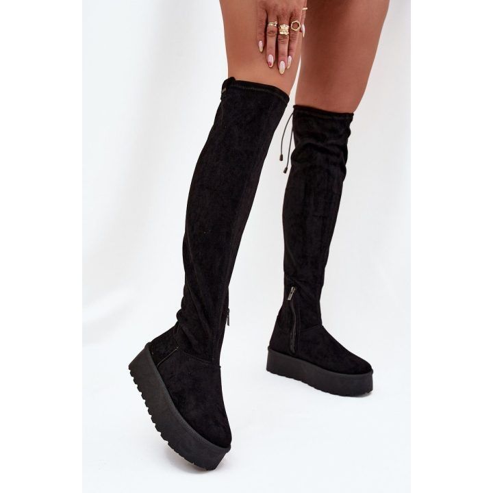 Auliniai batai iki kelių juodi su platforma laisvalaikiui Big Star BIG STAR SHOES