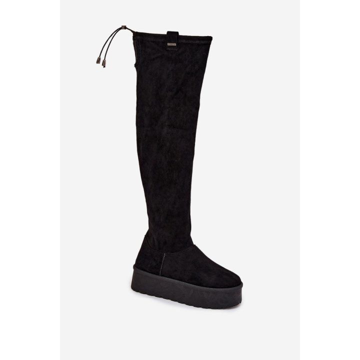 Auliniai batai iki kelių juodi su platforma laisvalaikiui Big Star BIG STAR SHOES